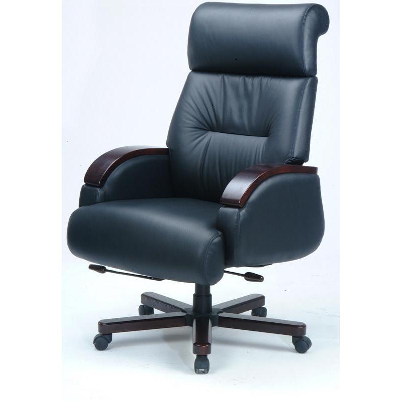 Кресло для Руководителя EChair-403 MLC кожа черная, дерево т.
