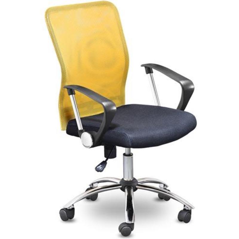 Кресло для оператора EChair-203 PTW net ткань черная, сетка оранжевая, хром