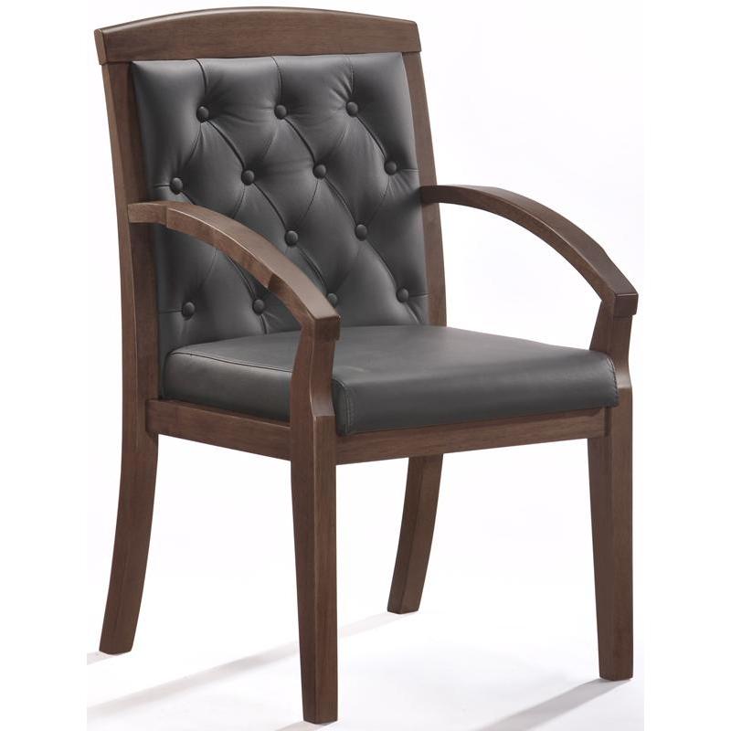 Кресло-Конференц Echair-422 KR рецикл.кожа черн., тем.орех