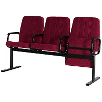 Многоместная секция София КМ 6-03 бордовая/черная (3 места, ткань/металл) — купить в Медмебель.ру