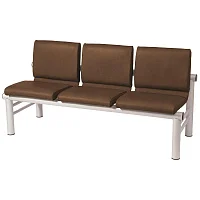 Многоместная секция Карнак коричневая/белая (3 места, искусственная кожа, металл) — купить в Медмебель.ру