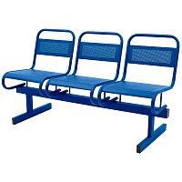 Многоместная секция Раунд СМ119-03 перфорированная синяя (3 места, металл) — купить в Медмебель.ру