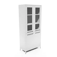 Шкаф медицинский двухстворчатый двухсекционный со стеклом ШМС СКБ-2СМ премиум — купить в Медмебель.ру